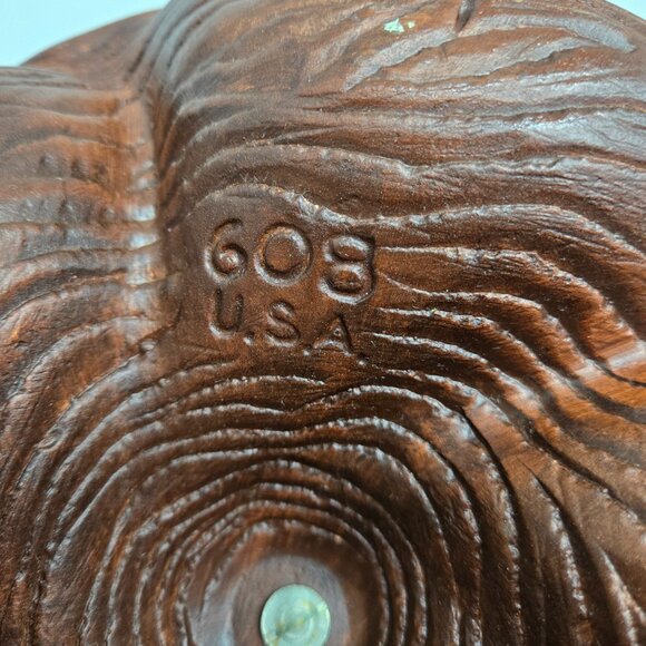 California Pottery Sequoia Ware Divided Serving Bowl, 608, Yellow, Wood Grain - Picture 6 of 7